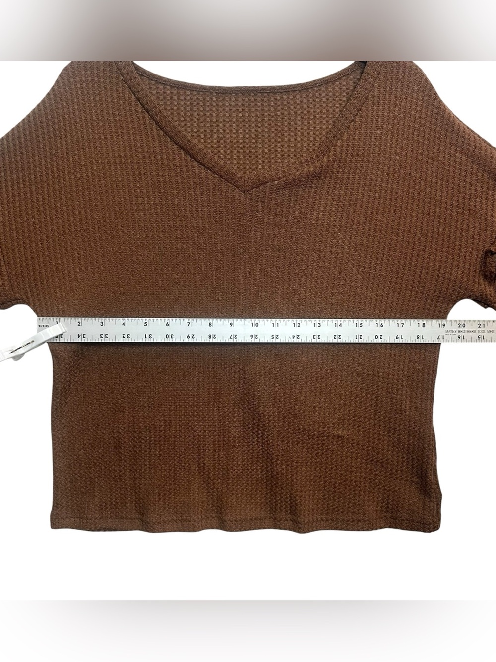 CUPSHE Brown Micro-Ruffle Puff Sleeve Waffle Knit Sweater Top Size S NWT - Picture 5 of 10